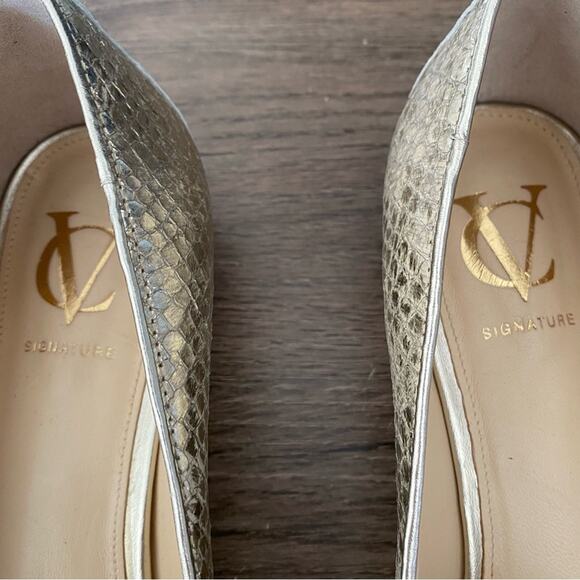 VC Signature Natalie Platinum Gold Leather Snake Print Flat Loafers size 9.5 - Picture 11 of 11